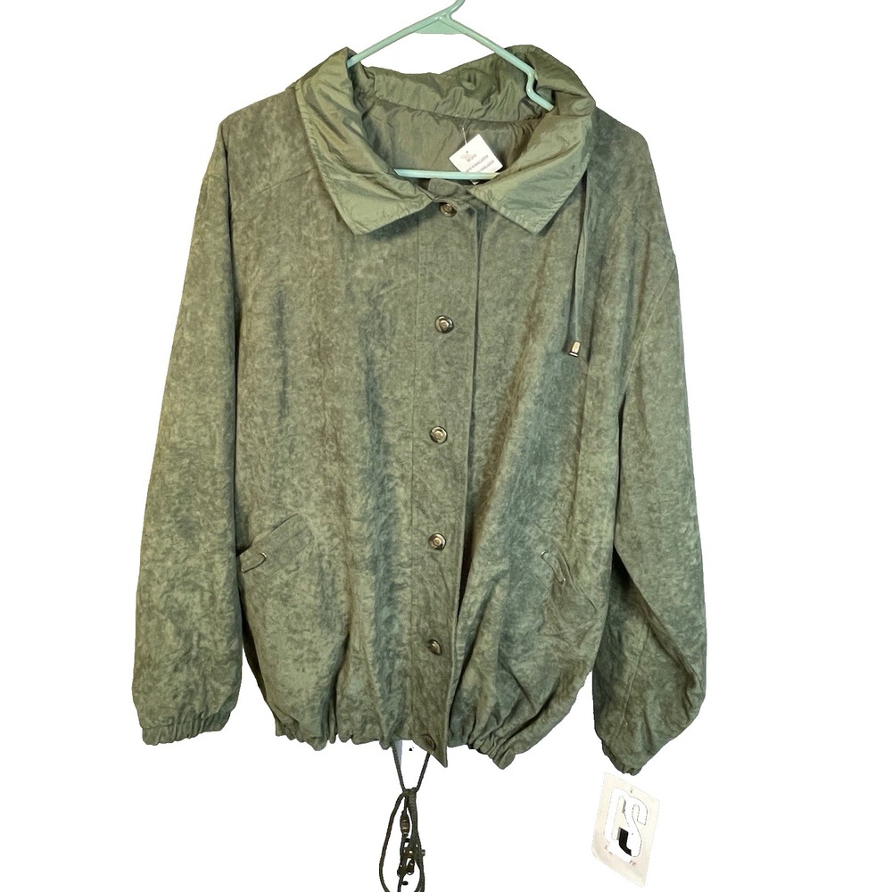 NEW CS Signature Women's Vintage Deadstock Reversible Green Coat 2X 20-22 Button